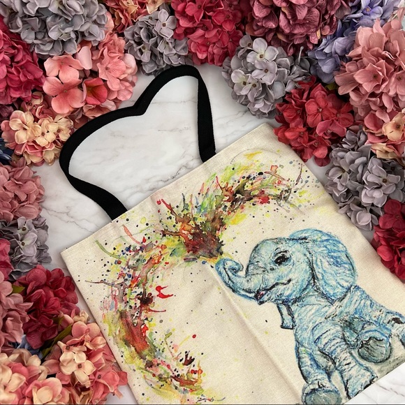 Eco-Friendly Playful Baby Elephant Folding Tote Bag - Picture 3 of 14